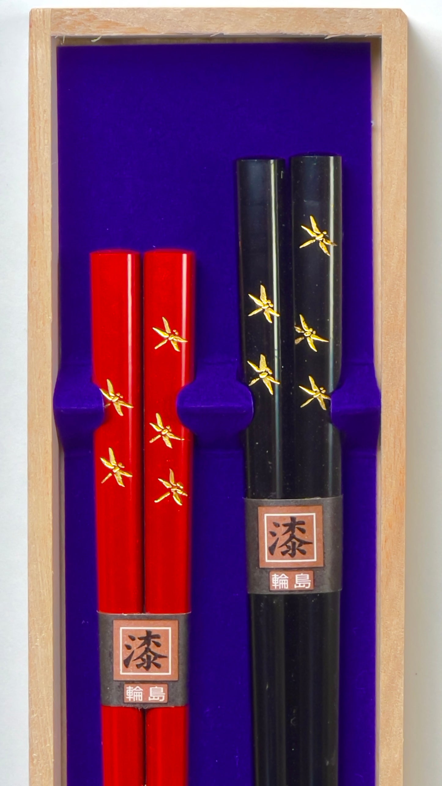 WAJIMA Lacquerware Couple Chopsticks- Flying Dragonflies